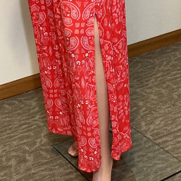 Francescas Moonlight red handkerchief maxi dress sundress size small NWT - Picture 6 of 11